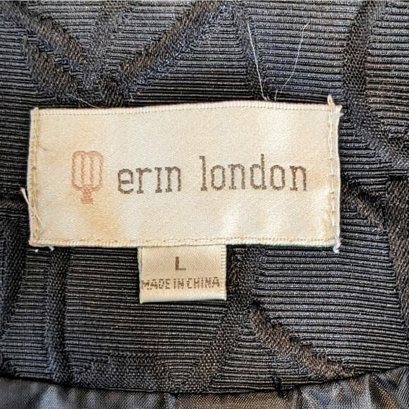 Erin London Lightweight Patterned Black Hip Length Lined Jacket Women's Sz L - Picture 7 of 9